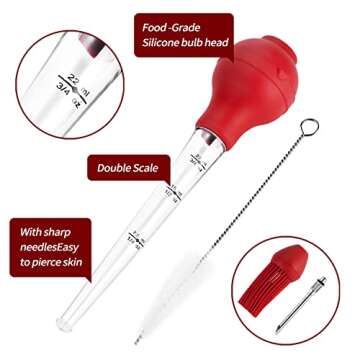 DIMESHY Turkey Baster Food Grade for Cooking & Basting, Detachable Round Bulb, Baster Cooking Good f...