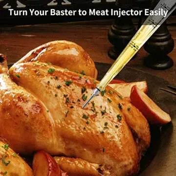 DIMESHY Turkey Baster Food Grade for Cooking & Basting, Detachable Round Bulb, Baster Cooking Good for Meat Poultry Beef Chicken, with Cleaning brush, inject needle, Basting brush(red)