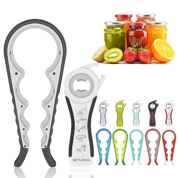 Jar Opener Bottle Opener for Weak Hands, 5 in 1 Multi Function Can Opener Bottle Opener Kit with Sil...