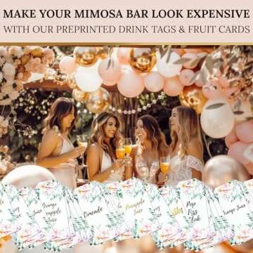 93Pcs Deluxe Mimosa Bar Supplies Decoration Kit - Drink Tray, Mimosa Bar Sign, But First Mimosas Banner & More - Bridal Shower Decorations, Birthday Brunch, Bubbly Bar, Wedding & Engagement Party