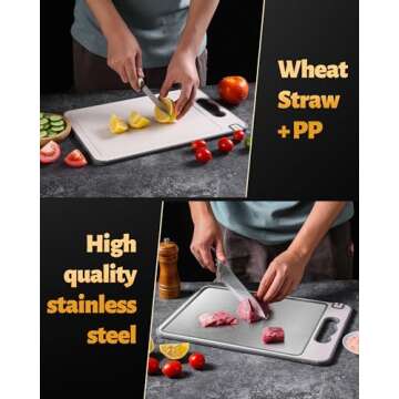 Stainless Steel Cutting Board for Kitchen, Double Sided Non-slip Scratch-resistant Mesh Design with ...