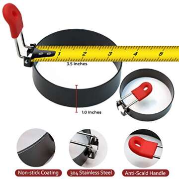 3.5 Inch Large Egg Rings for Griddle or Frying Round Egg for Breakfast. Egg Mcmuffins Mold Perfect Sandwiches Maker Nonstick Egg Cooking Ring for You and Your Family Full Set of 6 Packs