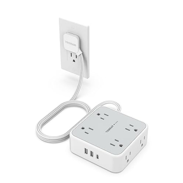 8 AC Outlets Flat Plug Extension Cord with USB