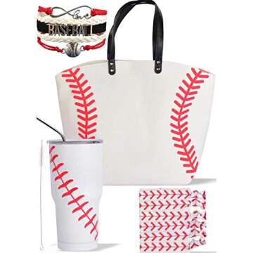 Baseball Tote Bag for Woman, Baseball Tumbler, Christmas Gifts,Baseball Bags for Moms, Baseball Brac...