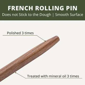 Muso Wood Decorative French Rolling Pins for Baking,Wooden Rolling Pin,Pastry Pizza Dough Roller (Walnut 15-3/4 Inch)
