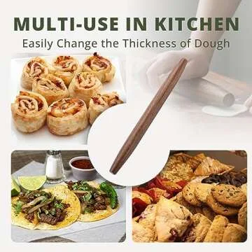 Muso Wood Decorative French Rolling Pins for Baking,Wooden Rolling Pin,Pastry Pizza Dough Roller (Walnut 15-3/4 Inch)