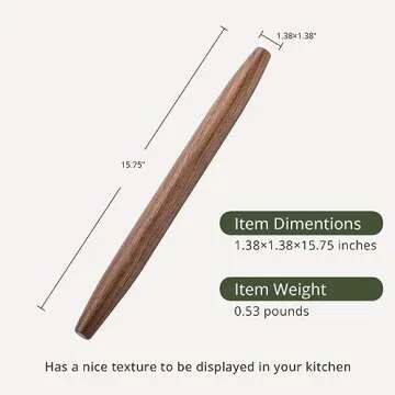 Muso Wood Decorative French Rolling Pins for Baking,Wooden Rolling Pin,Pastry Pizza Dough Roller (Walnut 15-3/4 Inch)