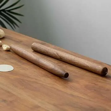 Muso Wood Decorative French Rolling Pins for Baking,Wooden Rolling Pin,Pastry Pizza Dough Roller (Walnut 15-3/4 Inch)