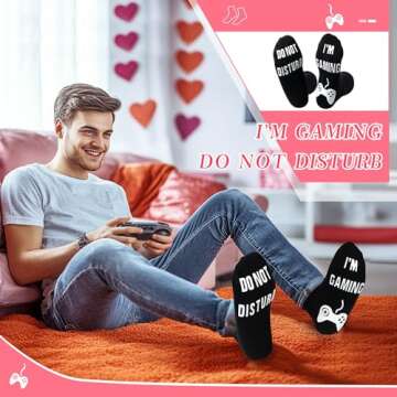 Nirohee Do Not Disturb I'm Gaming Socks,Valentines Day Gifts for Men,Fathers Gifts for Men,Gaming Socks for Teen Boys,Him,Dad