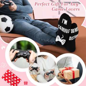 Nirohee Do Not Disturb I'm Gaming Socks,Valentines Day Gifts for Men,Fathers Gifts for Men,Gaming Socks for Teen Boys,Him,Dad