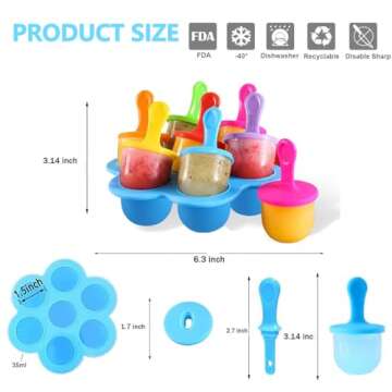 2 Pack Silicone Popsicle Molds,Mini14-cavity DIY Ice Pop Mold, Kids Ice Cream DIY Pop Molds,Baby foo...