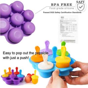 2 Pack Silicone Popsicle Molds,Mini14-cavity DIY Ice Pop Mold, Kids Ice Cream DIY Pop Molds,Baby food storage containers For egg biting- BPA Free(Purple&Blue)