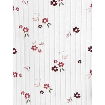 Simple Joys By Carter's Unisex Baby 4-pack Long-sleeve Pointelle Bodysuits Bodystocking, Dusty Pink/Grey/Light Burgundy/White Floral, 3-6 Months US