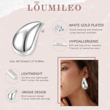 Trendy LOUMILEO Silver Teardrop Earrings for Women