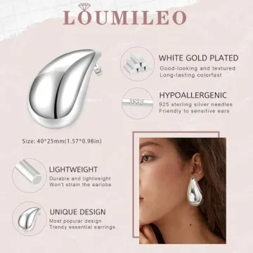 Trendy LOUMILEO Silver Teardrop Earrings for Women