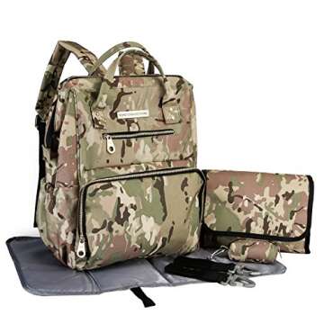 SoHo WideOpen Diaper Backpack Tote 3Pc, Camo