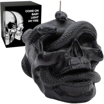 LIDY Big Black Skull Candle 36hr Burn - Unique Candles for Gothic Decor & Gifts - Emo Goth Black Can...