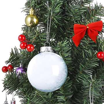 15 Pcs DIY Clear Fillable Christmas Ornaments, 2.36Inch Transparent Shatterproof Plastic Christmas D...