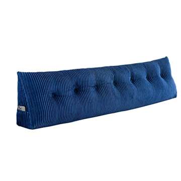 Activance Large Triangular Headboard Wedge Bed Rest Reading Pillow Backrest Positioning Support Bolster Cushion with Removable Cover (Blue, King: 76x8x20 Inches)