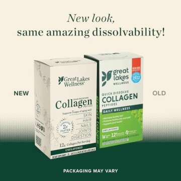 Great Lakes Wellness Collagen Peptides Powder for Skin, Hair, Nails, Joints & Digestion - Unflavored - Quick Dissolve Hydrolyzed, Non-GMO, Keto, Kosher - 20 Sticks