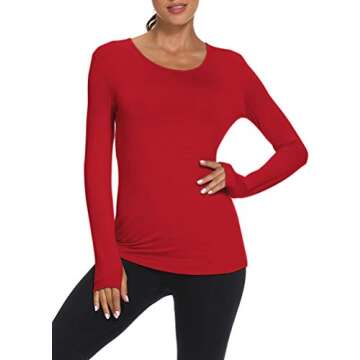 Mippo Women's Workout Athletic Long Sleeve Tunic Tops with Thumb Holes – Stylish and Functional Ac...