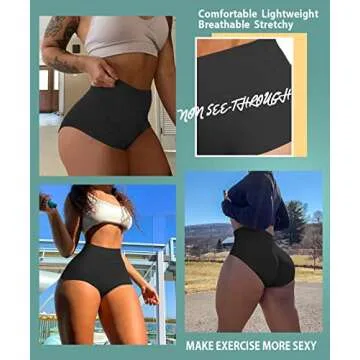 Women's High Waist Yoga Booty Shorts Workout Spandex Dance Hot Pants Butt Lifting Leggings Rave Outfits Black