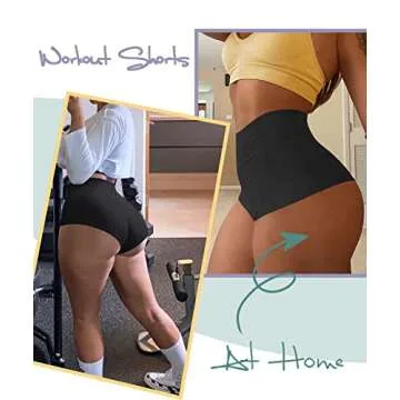 Women's High Waist Yoga Booty Shorts Workout Spandex Dance Hot Pants Butt Lifting Leggings Rave Outfits Black