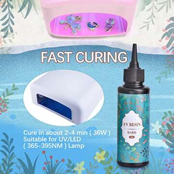 UV Resin- 200g Crystal Clear Hard Type UV Resin Ultraviolet Fast Curing Epoxy Resin for Jewelry Making Craft Decoration, Hard Transparent Glue Solar Cure Sunlight Resin for Casting & Coating