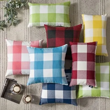 Phantoscope Decorative Gingham Pillow Covers for Home