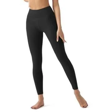 High Waisted Leggings for Women with Pockets - Tummy Control Yoga Pants for Workout Running Athletic No See Through Black