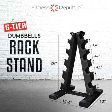 Fitness Republic 5 Tier 200 LB Capacity Dumbbells Weight Storage Rack - 2.0 MM Thick Steel Weight Or...