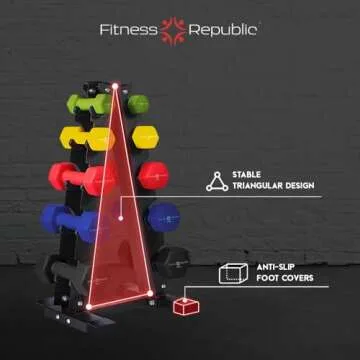 Fitness Republic 5 Tier 200 LB Capacity Dumbbells Weight Storage Rack - 2.0 MM Thick Steel Weight Organizer - Ideal Choice for Home Gym - Easy to Assemble and Store