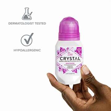 CRYSTAL Mineral Deodorant Roll-On Unscented Body Deodorant With 24-Hour Odor Protection, Aluminum Chloride & Paraben Free, 2.25 FL OZ (Packaging May Vary)