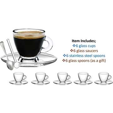 BOHEM'S Espresso Cups - Perfect Gift Set with Saucers and Spoons