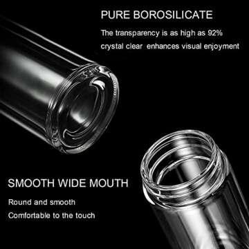 COMI Tea Bottle 14oz Durable Glass with Infuser & Strainer