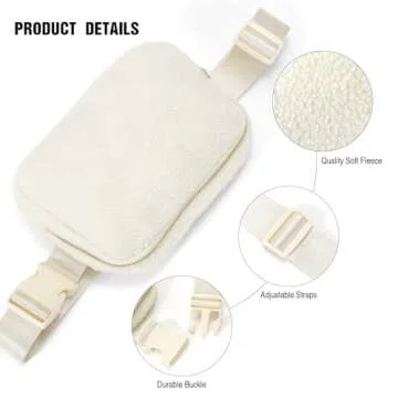 WHIPPY Fleece Belt Bag for Women Men Crossbody Fanny Pack Bum Hip Fleece Waist Bags Adjustable Strap