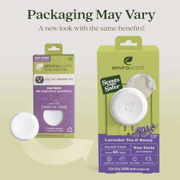 Enviroscent Non Toxic Air Freshener (Lavender Tea & Honey) Plug-in Air Freshener for Home, Essential Oil Plug In, Home Fragrance Last 45+ Days | 1 Refillable Air Freshener Plug In & 1 Scent Refill Kit