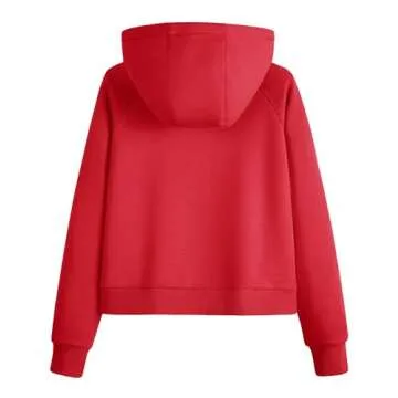 MAGCOMSEN Crop Sweatshirts for Women Fleece Lined Half Zip Hooded Pullover Workout Running Casual Ho...