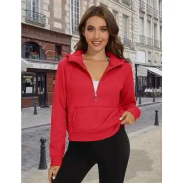 MAGCOMSEN Women's Fleece Lined Crop Hoodie for Activewear