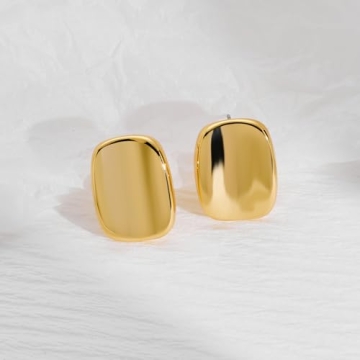 MUYAN Gold Chunky Square Stud Earrings for Everyday Style
