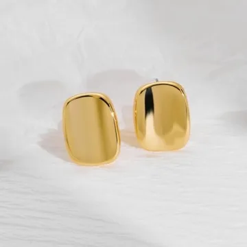 MUYAN Gold Chunky Square Stud Earrings for Everyday Style