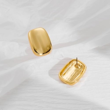 MUYAN Gold Chunky Square Stud Earrings for Everyday Style