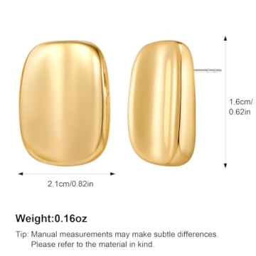 MUYAN Gold Chunky Square Stud Earrings for Everyday Style