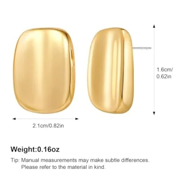 MUYAN Gold Chunky Square Stud Earrings for Everyday Style