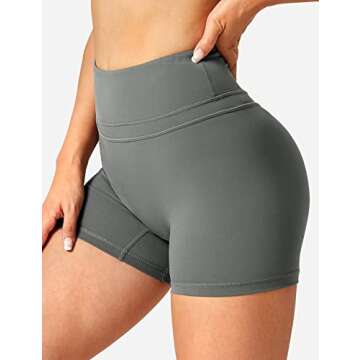 YEOREO Workout Biker Shorts for Women Athletic Scrunch Butt High Waisted Running Gym Shorts Yoga Tummy Control Spandex Light Grey M