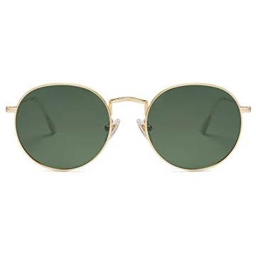 SOJOS Small Round Polarized Sunglasses for Men Women Classic Vintage Retro Shades UV400 SJ1014, Gree...