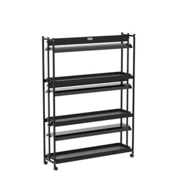 Gardener's Supply Company 3-Tier LED Grow Light Plant Stand with 3 Watertight Shelf Trays & 9 Full-Spectrum 20W High Intensity 6500K Color Bulbs for Optimal Indoor Gardening