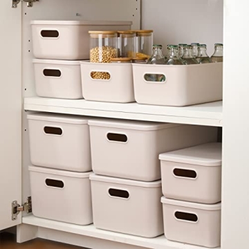 Yishyfier Plastic Storage Baskets With Lid Organizer