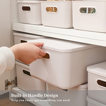 Yishyfier Plastic Storage Baskets With Lid Organizer
