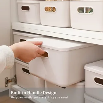 Yishyfier Plastic Storage Baskets With Lid Organizer